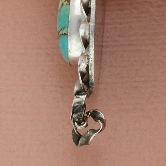 navajo sterling silver vintage braided turquoise pendant - Picture 3 of 4
